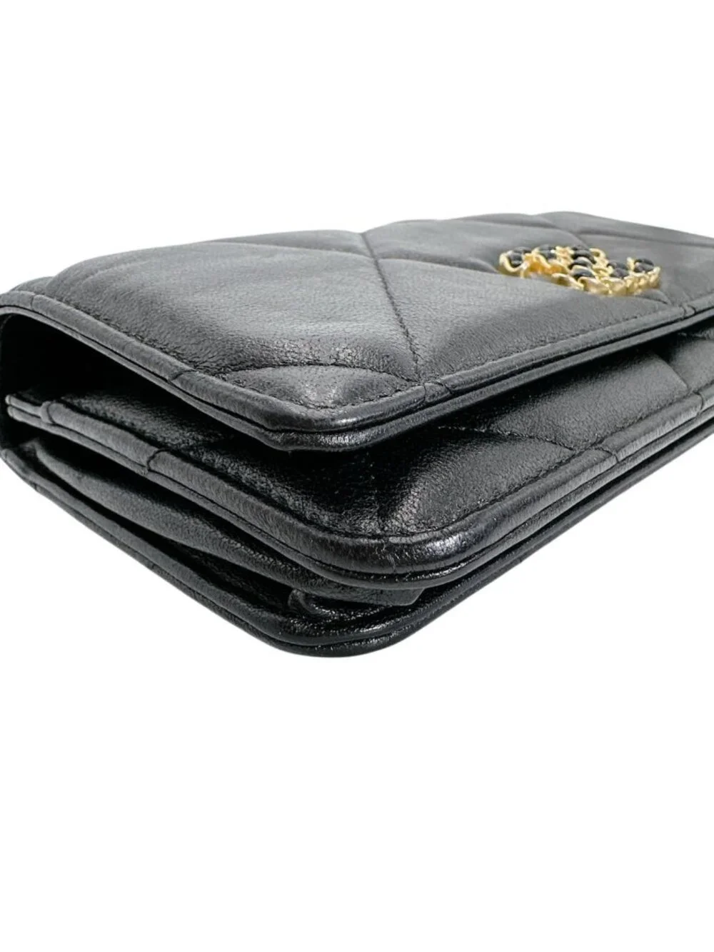 Chanel Lambskin Chain Wallet 19 Shoulder Bag Black